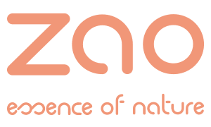 Logo Zao essence of nature pour cosmétiques bio et naturels Logo Zao essence of nature aux lettres arrondies couleur pêche, évoquant la douceur et le naturel.